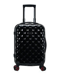 Rockland Quilt Hardside Spinner Wheel Luggage Set, Black, 3-Piece Set (20/24/28)