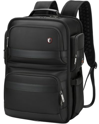 RoyalAnt Work Backpack for Men, 16 Inch Professional Tech Laptop Backpack with Dual USB Charging Ports, TSA Friendly Water-Resistant Carry On Backpack for Commute, College & Business Trips, Black