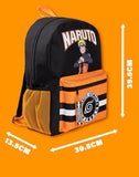 Vanilla Underground Naruto Shippuden Boys Backpack | Black & Orange Rucksack with Adjustable Straps | Uzumaki Hokagi Sports School Bag For Kids