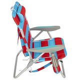 Rio Beach 2-Pack Wide Big Boy 4-Position Backpack Beach Chair with Pillow, Arms, and Storage Pouch, Lightweight Outdoor Portable Camping Chair with Carry Straps, Supports up to 300 lbs., Blue/Red