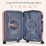 Sweetcrispy 20 Inch Carry On Luggage, Lightweight ABS Rolling Hard Shell Suitcase with Quiet Spinner Wheels, Built-in TSA Lock, Portable Travel Suitcase for Business Trip & Vacation Use, Pink