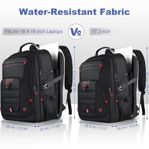 Z-MGKISS Extra Large Travel Backpack With 52L Capacity, Long-Term Durability TSA Backpack, Anti-Theft 17.3" Big Business Laptop Backpack for Men&Women, Water Resistant College Rucksack Bag, Black