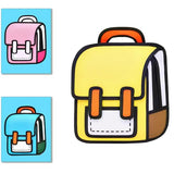 Lifelix Kids Kawaii Backpack for Boys Girls Cute Toddler 2D Cartoon Comic Paper Jump Bookbag Fun Weird School Schoolbag (Yellow, Small)
