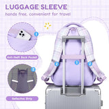 QIXIHU Kids Backpack for Girls, Bookbag for Elementary Students Kawaii Ita School Bag with Pins for Teens Lightweight Water Resistant Travel Backpack with Luggage Strap, Purple