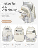 VANKANY Teen Girl School Backpack, Cute Bookbag with Laptop Compartment for Big Student Women College Mochilas Escolares para Niñas (Beige)