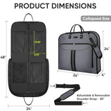 BALEINE Travel Garment Bag, Travel Suit Bag for Men, Water Resistant Carry on Garment Bag for Hanging Clothes, Garment Duffel Bag for Travel Business (Grey, 48")
