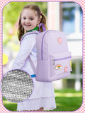 Bulyoou School Backpack Set for Girls Back to School Gift for Kids Preppy Bookbag Lunch Bag Cute Backpack with Chenille Patch(Purple)