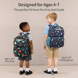 BrainyBees Kids Backpack for Boys Kindergarten - 15 Inch Sturdy School Bookbag Fits Folder, Dinosaur Backpack for Kids 4-7 with Leakproof Insulated Pocket for Lunch and Snacks, Black