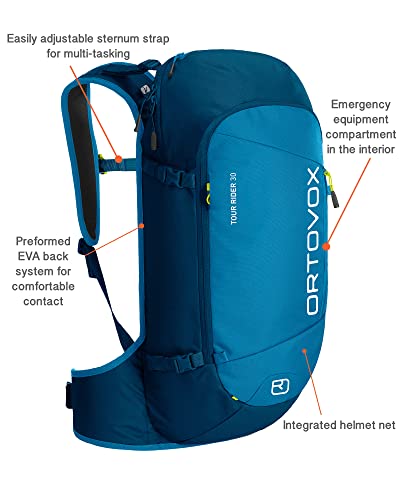 Ortovox Tour Rider 30L Ski Touring Backpack, Petrol Blue