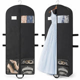 65" Long Garment Bags, 2 Pack Waterproof Travel Dress Bags for Hanging Clothes, Wedding Dress Cover Clothes Protector for Closet Storage, Suitable for Gowns, Tuxedos, Coats, Black