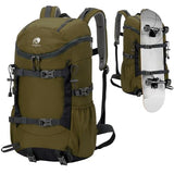 Outplea 30L Skateboard Backpack for Men Women, Waterproof Hiking Backpack with Chest Strap for Camping Hunting, Lightweight Casual Travel Daypack for Skateboard Sport Outdoor, Green