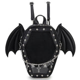 ENJOININ Gothic Coffin Shape Purses and Handbags for Women Halloween Shoulder Bag Ita Backpack Purse with Wings 2 Way