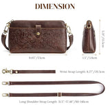 S-ZONE Leather Crossbody Bags for Women Small Bag Phone Purse RFID Blocking Clutch Purses Convertible Wristlet with 2 Straps