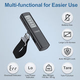 Battery-Free Digital Luggage Scale, 110lbs/50kg Portable Handheld Hanging Scale for Luggages, Suitcases, Backpacks & Bags, Easy Weighing for Travel, No Need Batteries (Black)