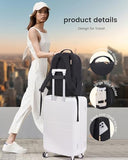 LOVEVOOK Laptop Backpack for Women with Leather Trim & Tumbler Pockets, 15.6" Work Backpack Purse, Travel Personal Item Bag, Carry On Business Computer Bag for Office, School, or Gift, Sage Green