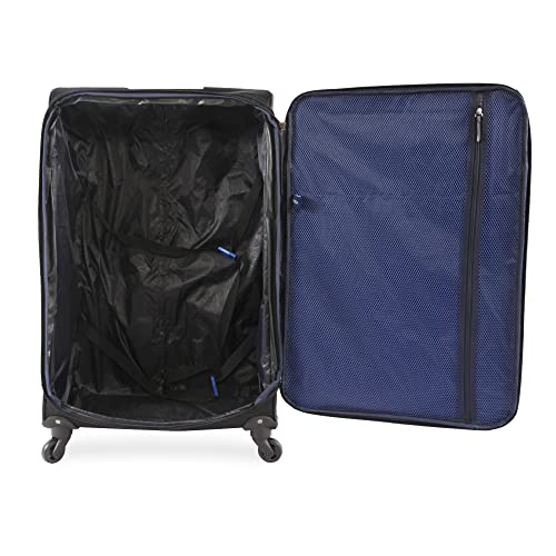 Nautica Seascape Collection 4pc Softside Luggage Set, Black/Blue