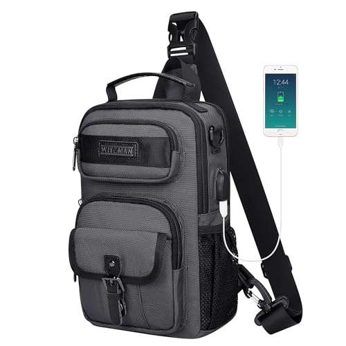 WITZMAN Sling Bag for Men Convertible Sling Backpack with USB Charging Port