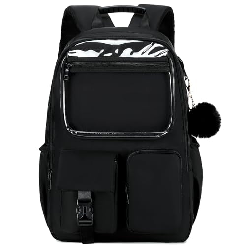 Ocbabe Kids Backpack for Girls Bookbag College Middle High School Bag for Student Black Plain Ita Bag
