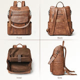Shrrie Laptop Backpack for Women 15.6 inch,Travel Leather Backpack Purse Nurse Teacher Carry on Backpack Computer Bag,Professional Water-Resistant College Business Work Casual Daypack,Two-toned Brown