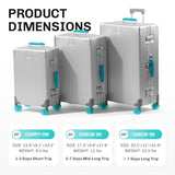 ASYSUIT 20Inch Carry on Luggage with Jelly Wheels, All Aluminum Zipperless Hard Shell Suitcases with Comfort Handle, Silver-Green TSA Approved Carry-on Luggage for Travel or Business Trip