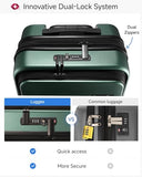 LUGGEX Carry On Front Pocket Suitcase, Expandable Polycarbonate, Green, 20"