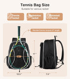 Marvolia Tennis Bags for Women Men, Tennis Backpack Holds 2 Rackets with Ventilated Shoe Compartment & Wet Pocket, Tennis Racket Bag Backpack for Pickleball Tennis Badminton - Black