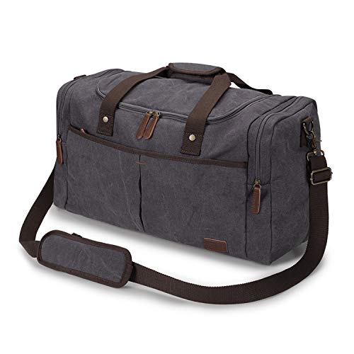 S-ZONE Canvas Duffel Bag for Travel 65L Weekender Overnight Travel Bags with Shoes Compartment for Men