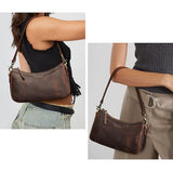 S-ZONE Leather Shoulder Bag for Women Small Crossbody Bags Hobo Purses with 2 Straps