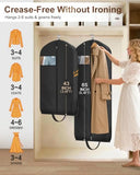 MISSLO 43"+65" Garment Bags for Travel 2 Packs Gown Dress Bag for Hanging Clothes with Suit Bags for Closet Storage Waterproof Garment Covers Long Wedding Dress Storage, Black