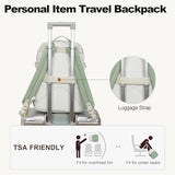 VANKEAN Laptop Backpack for Women with Pouch Pocket for Large Capacity Tumbler, 15.6 Inch Laptop Computer Bag Travel Backpack Purse,Waterproof Work Business Teacher Bags, Beige-Light Green
