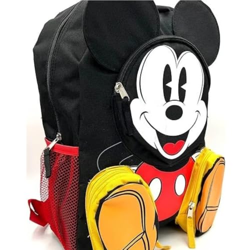 Disney Mickey Mouse Backpack Front Body 16" with 3-Zipper Pockets