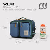 Topo Designs Global Briefcase - Bold Daily Carry Bag, Commute + Travel Pack, Personal Item Compliant, Laptop Sleeve, Removable Adjustable Shoulder Strap, Stowable Backpack Straps (Stone Blue/Forest)