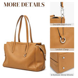S-ZONE Leather Tote Bag for Women Large Shoulder Bags Crossbody Handbag Work Purse Travel Trip