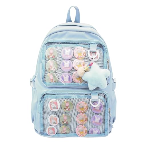 Lifelix School Backpack for Girls Ita Bag with Pin Display Insert Cute Anime Backpack for Students (Blue)