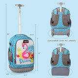 Tilami Rolling Backpack for Kids 18 inch Boys and Girls Laptop Backpack,Blue