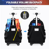 DIGOBAY Rolling Backpack for Boys, 3PCS Luminous Gamer Roller Backpack Set
