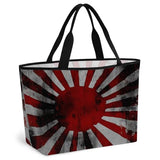 Japanese Chariot Flag Mesh Beach Bag, Red Navy Flag Abstract Large Tote Bag for Swim Pool Beach Travel