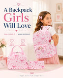 CAMTOP Backpack for School Kids Cute Backpacks for Girls Elementary Lighweight Bookbag with Lunch Box Pencil Case 3 in 1 (Pink Bow Heart)