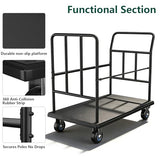 Luggage Cart,850LB Load Luggage Trolley with 5" Quiet Wheels & Secures Poles,Heavy-Duty Steel Hand Truck for Hotel Bellman,Airport,Commercial Use,Non-Slip Platform Dolly(42.51" x 25.19" x 34.25")