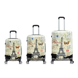 InUSA Paris Print Luggage with Spinner Wheels | Durable Lightweight Hardside Suitcase | Travel Bag with Handle and Trolley | (20in, 24in, 28in) 3 Piece Set