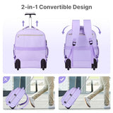 DEVPNR Rolling Backpack for Women, Travel Backpack with Wheels, TaroPurple