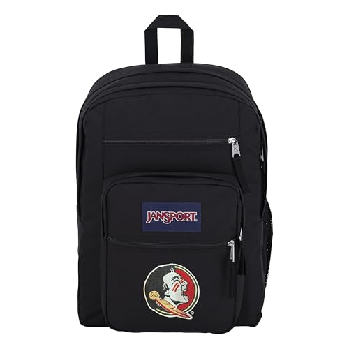 JanSport NCAA Officially Licensed Backpack, Florida State Seminoles, Big Student with Padded 15-Inch Laptop Sleeve, 2 Compartment Computer Bag with Bottle Pocket & Haul Handle, Book Rucksack, Black