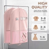 Lazebox 43" Travel Garment Bag with Accessories Zipper Pocket, Heavy Duty Suit Bag for Suits, Tuxedos, Dresses, Coats, Pink, 1 pack