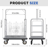 VitaCu Heavy Duty Luggage Cart - 8" Wheels with Brackets, Commercial Grade Hotel Luggage Trolley, Deluxe Rectangular Steel Bellman Cart with Platform for Hotels Us