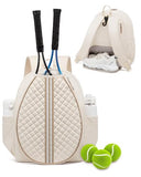 Sucipi Professional Tennis Bag with Shoes Compartment, Stylish Quilted Tennis Backpack, Water Resistant Tennis Racket Bag for Women Men, Suitable for Tennis, Pickleball and Badminton