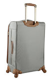 Steve Madden Designer Luggage Collection - Lightweight 24 Inch Expandable Softside Suitcase - Mid-size Rolling 4-Spinner Wheels Checked Bag (Harlo Gray)