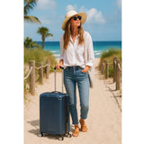 World Traveler Dejuno Beaumont Lightweight Hardside Expandable Spinner Luggage, Blue, Carry-On