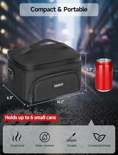 DEEGO Smell Proof Bag, Compact Smell Proof Container Stash Box Case Enduring Odorless Storage Bags with Detachable Shoulder Strap Removable Dividers for Men