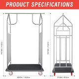 48 * 22IN Hotel Luggage Cart with Wheels,1200 lbs Load Capacity Heavy Duty Rolling Luggage Cart,Commercial Bellman Cart with Anti-Friction Felt Pad & Rubber Bumper for Hotels,Resorts, Condos