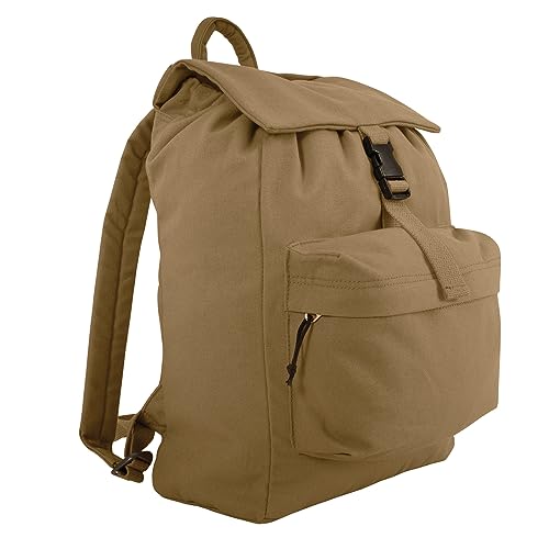 Rothco Canvas Daypack – Heavy-Duty Cotton Canvas Backpack for Hiking, Camping, Traveling, and Daily Use – 34L Capacity, Coyote Brown